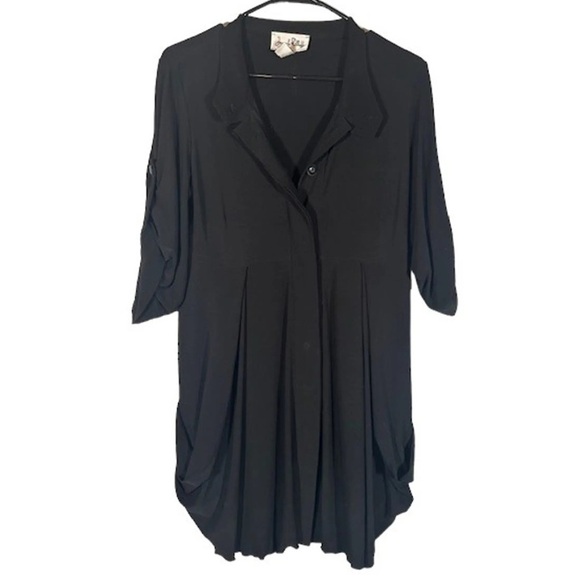 Joseph Ribkoff Tops - Joseph Ribkoff Black Pleated Button Front Tunic Top Gothic lagenlook Size 10